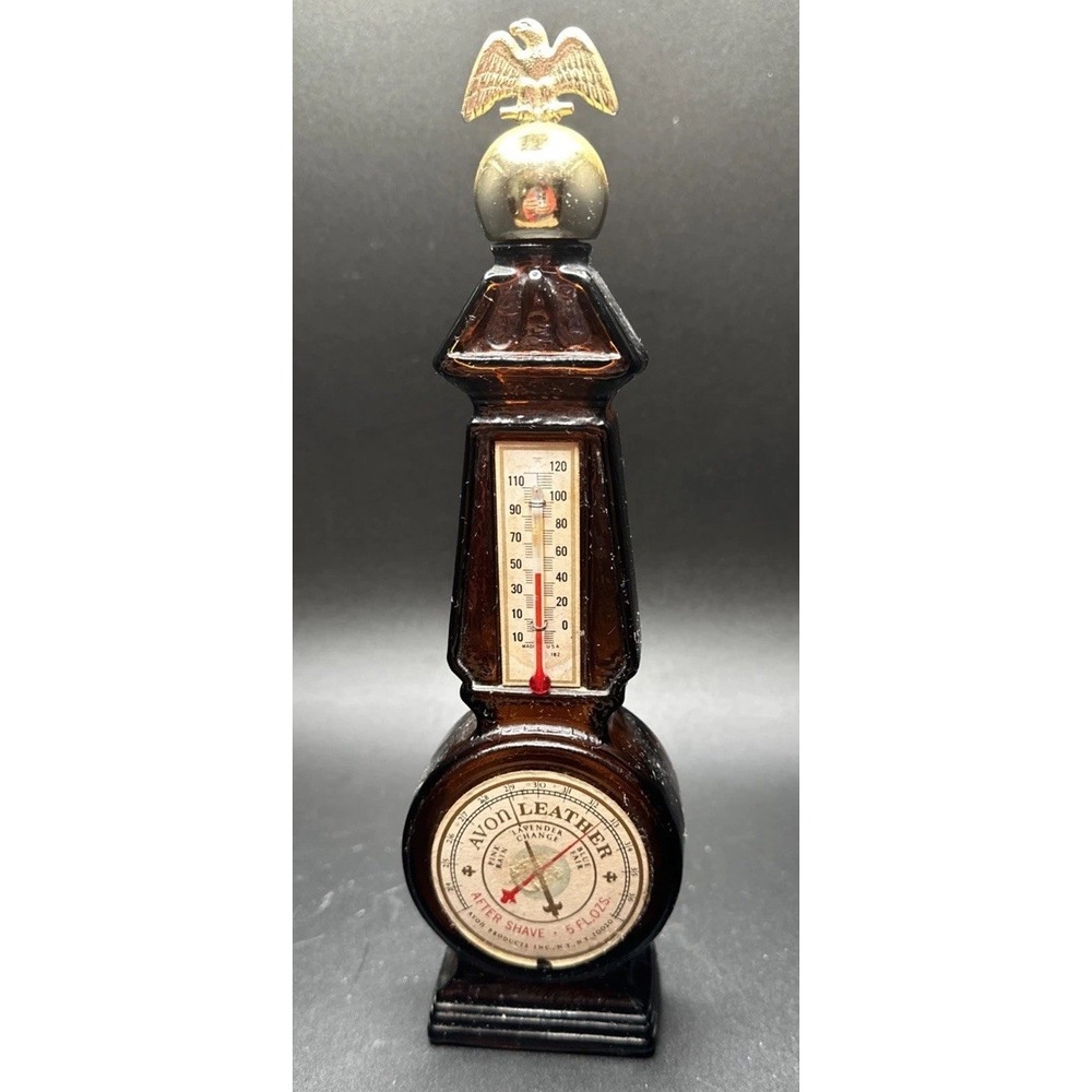 Vintage Avon Weather-Or-Not, Leather After Shave Thermometer Bottle, 1969 Empty